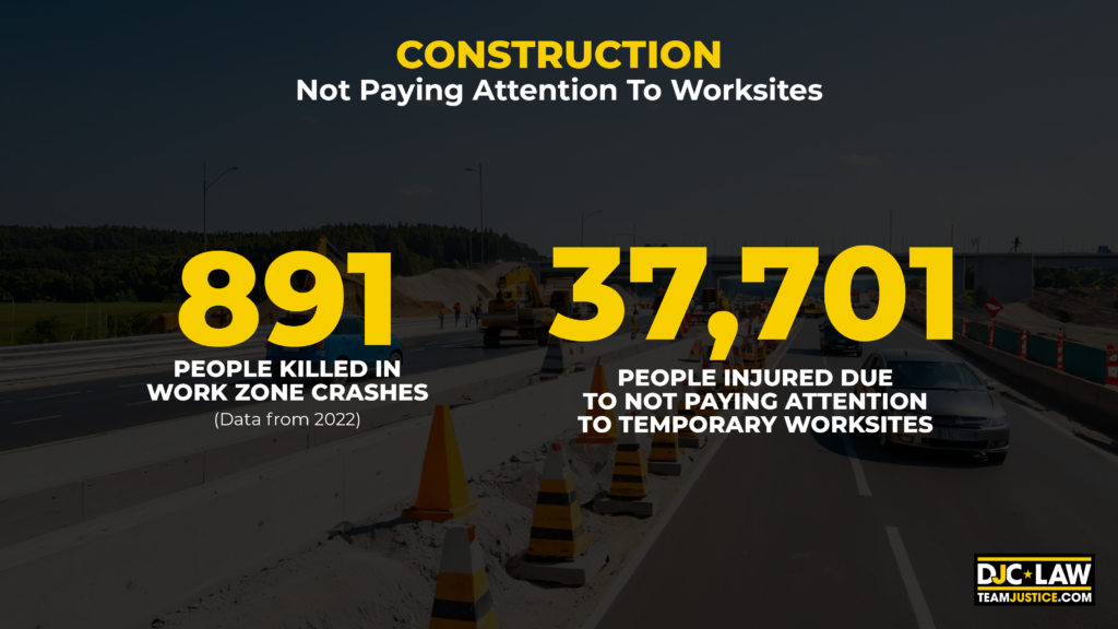 a graphic showing statistics about car accidents in construction zones 