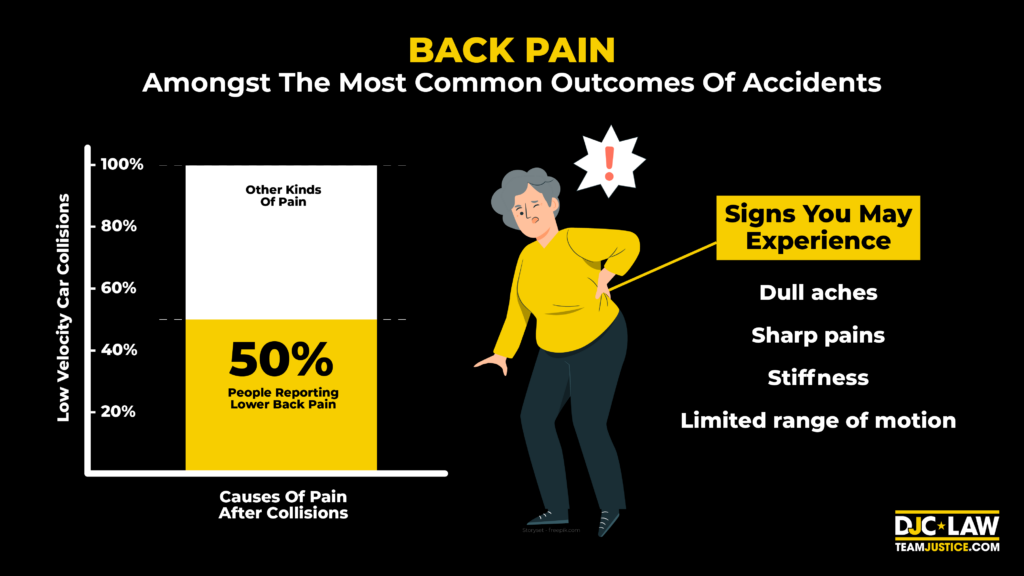 A visual representation showing back pain as the primary reason for accidents, emphasizing its significance in health discussions.