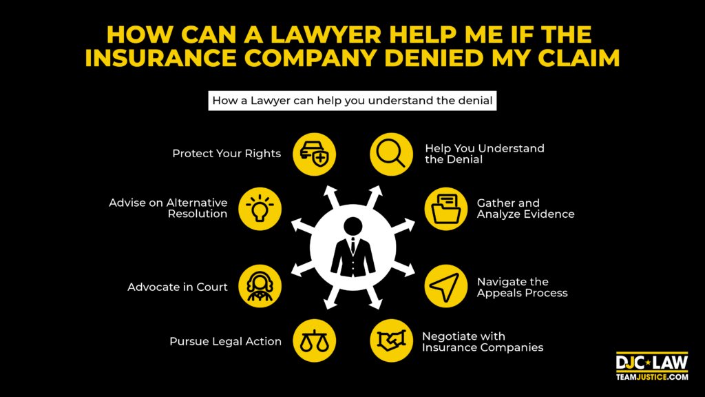 A lawyer advising a client on options after an insurance claim denial, emphasizing legal support and guidance.