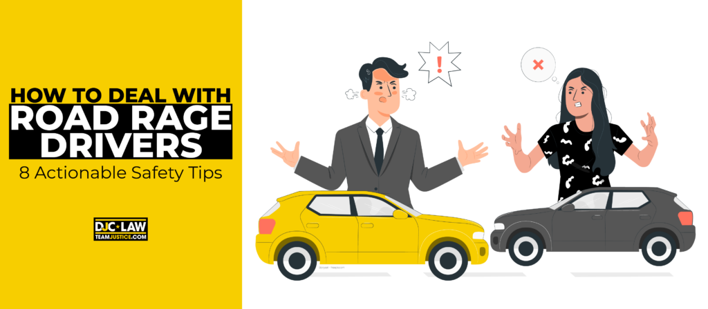 An illustration depicting a driver practicing patience while encountering an angry motorist, highlighting strategies to manage road rage.
