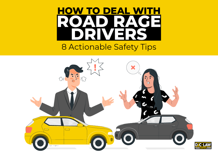 A visual representation of a serene driver navigating through a tense traffic situation, showcasing techniques to handle road rage effectively.